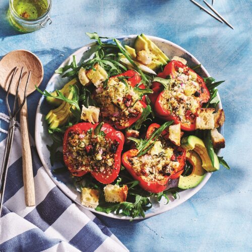 Garlic-stuffed capsicums