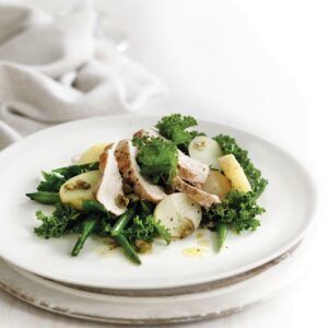 Chargrilled chicken salad with lemon beans and potatoes