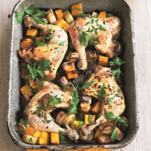Chicken, leek and pumpkin bake