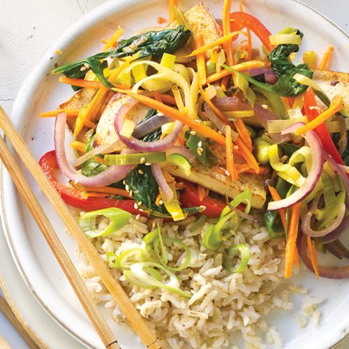 Tofu and leek stir-fry