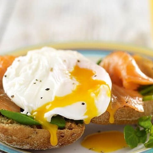 Salmon, eggs and spinach