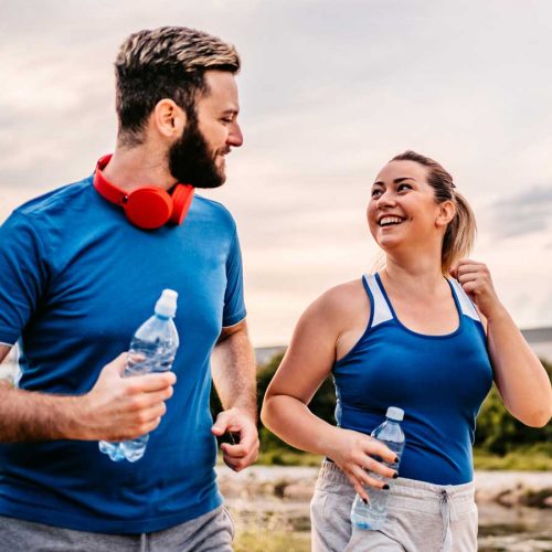 Couple exercising together