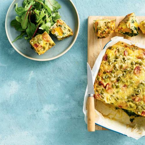 Pumpkin, chorizo and black-eye bean frittata