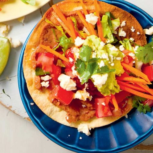 Mexican smashed bean tostadas